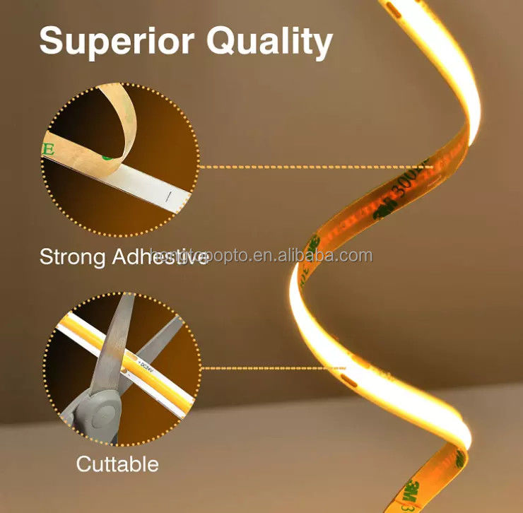 COB LED Strip 320leds 2024 горячая продажа Сортируемая 12VDC CRI90 3000K 2700K 4000K 6000K COB светодиодная полоса для гостиной