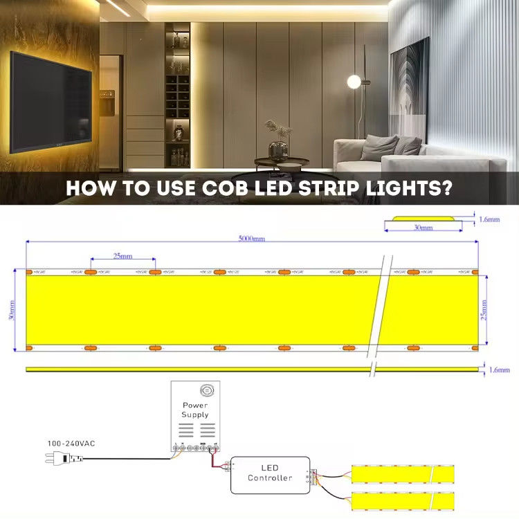 Новая модель сверхширокая ширина 30 мм ширина 1600LEDs COB светодиодные ленты 5 рядов 40W/M 90 CRI 2700K 6500K COB светодиодные ленты для помещений