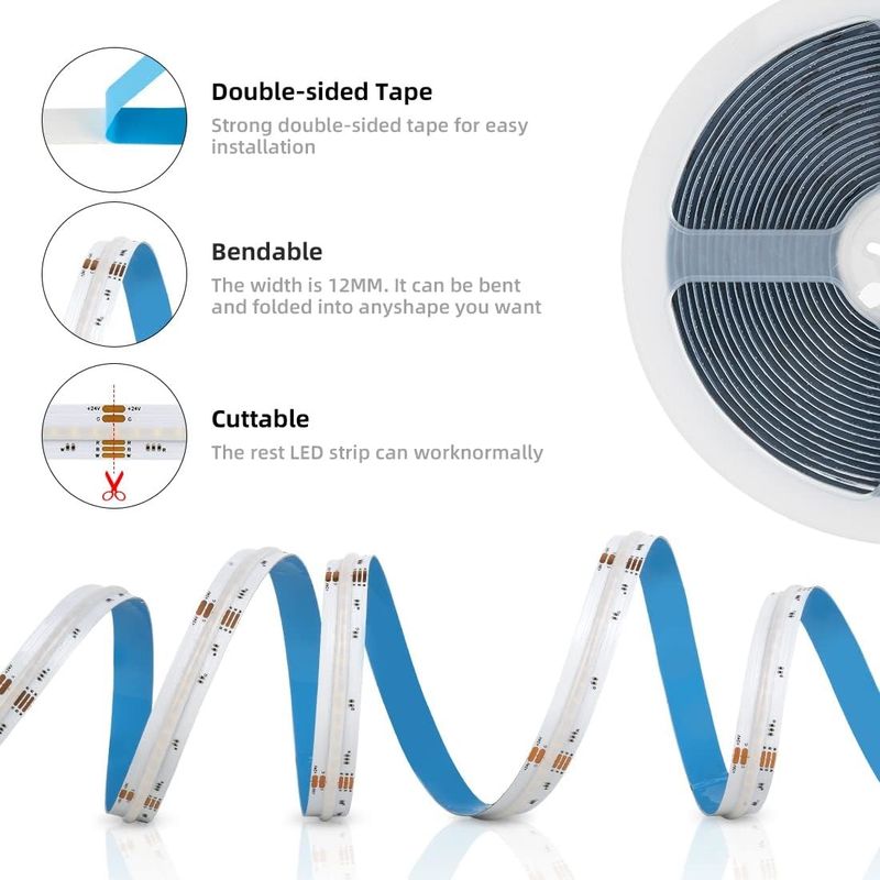 784 светодиодов/м RGBW Chip COB LED Strips Dimmable -20°C до 60°C DC 24V Входное напряжение