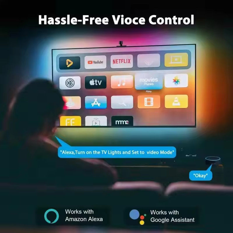 Домашнее украшение 3.8M 5M USB IP20 TV LED фонари с музыкой WIFI TUYA Smart Home APP Control