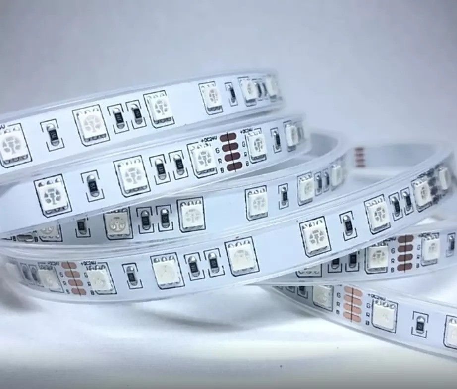 12w 12v 24v 10mm 60 светодиодов Rgb 5050 Smd Гибкий светодиодный светодиодный свет с многоцветным освещением