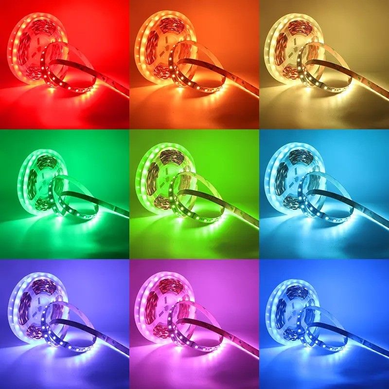12w 12v 24v 10mm 60 светодиодов Rgb 5050 Smd Гибкий светодиодный светодиодный свет с многоцветным освещением