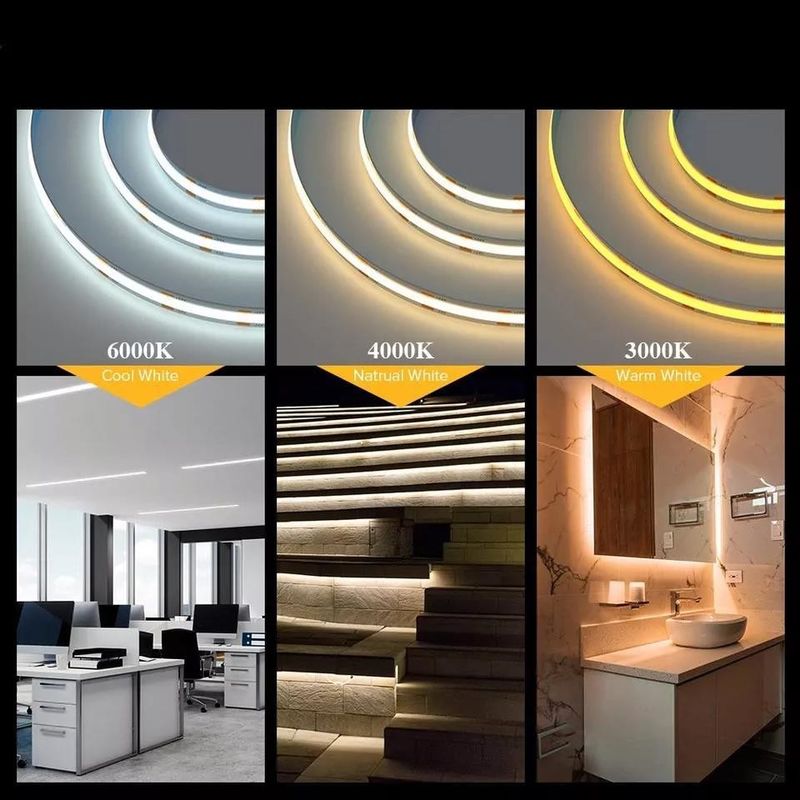 280LEDs / метр 12v 24v 220v Rgbw Cob Light Strip Cob Led Strip Длина 50 метров / рулон