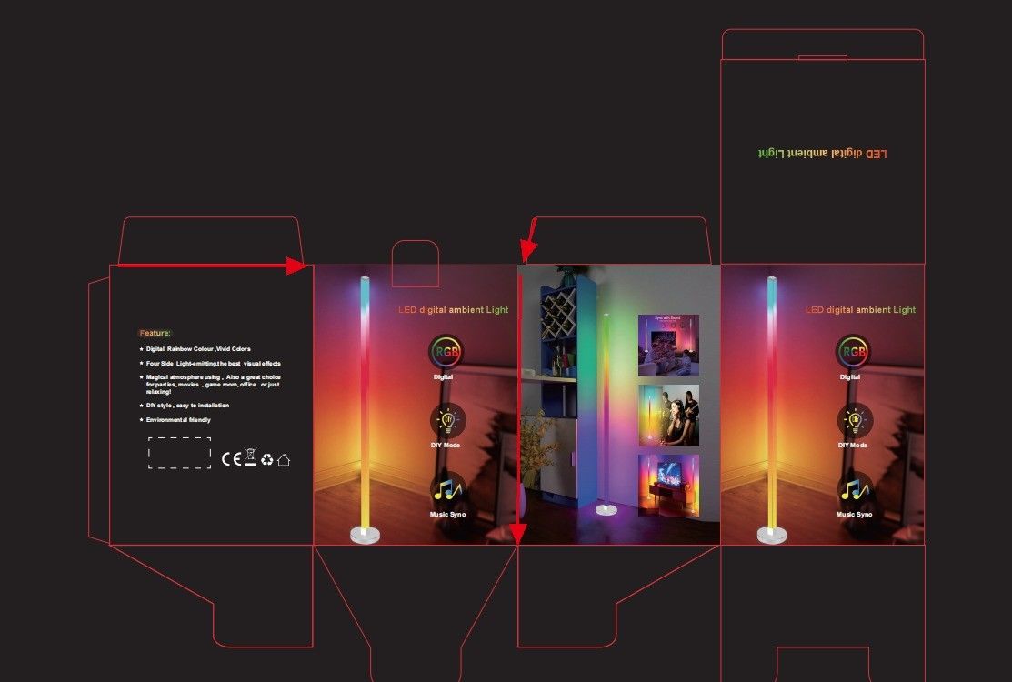 2024 Современный цилиндр RGB Красочное светодиодное освещение окружающей среды приложение умная атмосфера напольная лампа