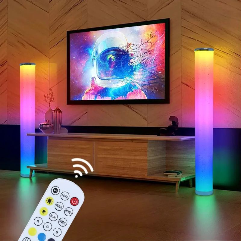 2024 Современный цилиндр RGB Красочное светодиодное освещение окружающей среды приложение умная атмосфера напольная лампа