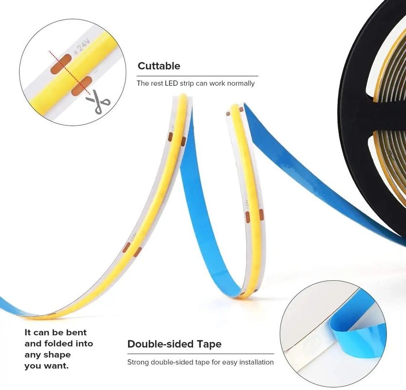 COB CRI 90 8MM 5MM светодиодный световой лента для магазина переднего окна двойной поддержки PCB затемнитель