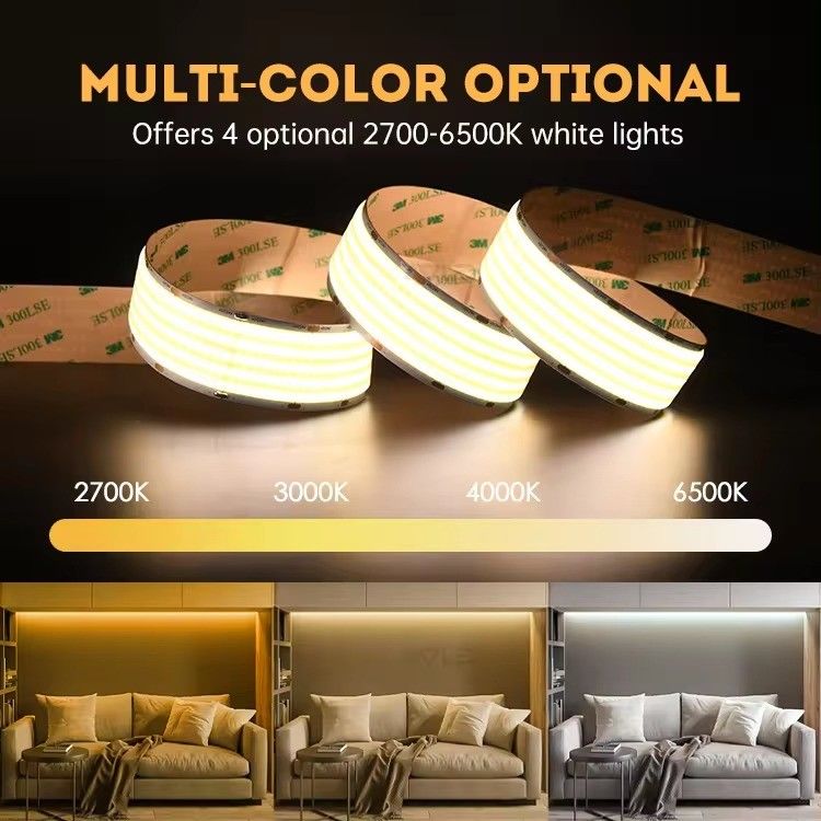 3000K/4000K/6000K Цветовая температура 1600leds / m COB светодиодная полоса для профессионального освещения