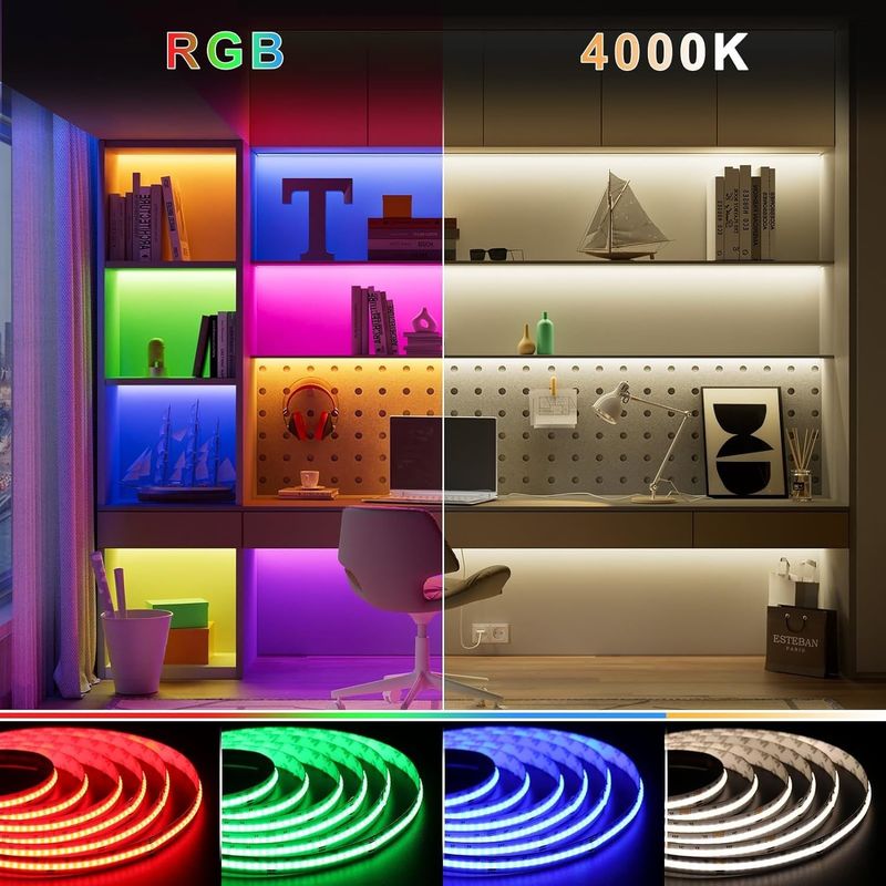 100lm/w Лампа Световая эффективность RGBW 784leds Smart COB Led Strip для домашнего убранства
